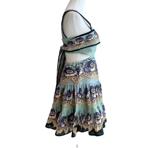 Alemais Madalena Cut Out Mini Dress in Blue US 4 - Picture 8 of 13